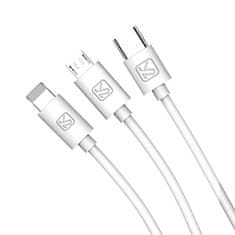 Kaku Univerzalni polnilni kabel 3v1 micro USB + USB-C + lighting 100cm bel