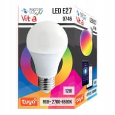 master LED LED sijalka E27 Wi-Fi A60 RGB + 2700 - 6500K 12W