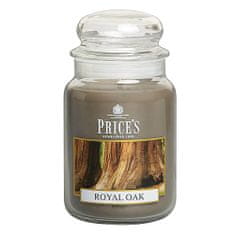 Price's Candles Dišeča sveča v VELIKEM STEKLENJU s steklenim pokrovom, Kraljevski hrast