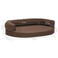 Vidaxl Ergonomska pasja postelja 75x53 cm videz platna rjava
