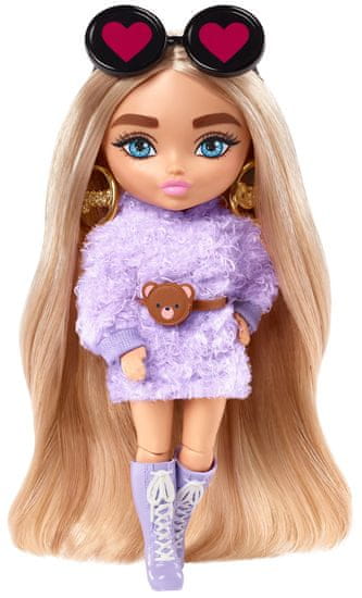 Mattel Barbie Extra Minis v vijolični obleki s kapuco (HGP62)