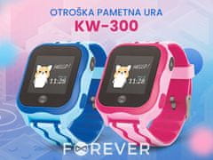 Forever KW-300 otroška ura, WiFi, GPS, SIM, SOS, obvestila, IP67, pedometer, roza (FOR-KW-300-P)