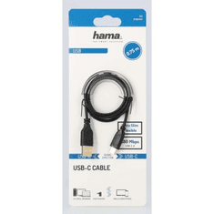 Hama USB-C 2.0 kabel, tip A-C, 0,75 m, Flexi-Slim, črn (200634)