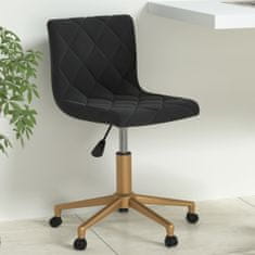 Vidaxl Vrtljivi pisarniški stol, črne barve, oblazinjen z žametom