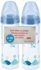Nuk NUK steklenička 250 ml Klasična silikonska duda 6-18m modra