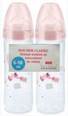 Nuk NUK steklenička 250 ml Klasična silikonska duda 6-18m roza