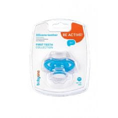 BABY ONO BABY-ONO - Silikonski ugriz brez BPA v obliki dude s prevleko modra 3m plus