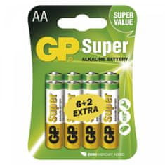GP SUPER alkalne baterije, AA, LR6, 8 kosov