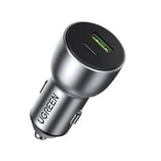 Ugreen USB in USB-C QC 3.0 PD avtomobilski polnilec 36W 3A sive barve