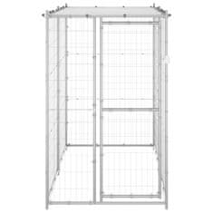 Vidaxl Zunanji pasji boks pocinkano jeklo s streho 110x220x180 cm