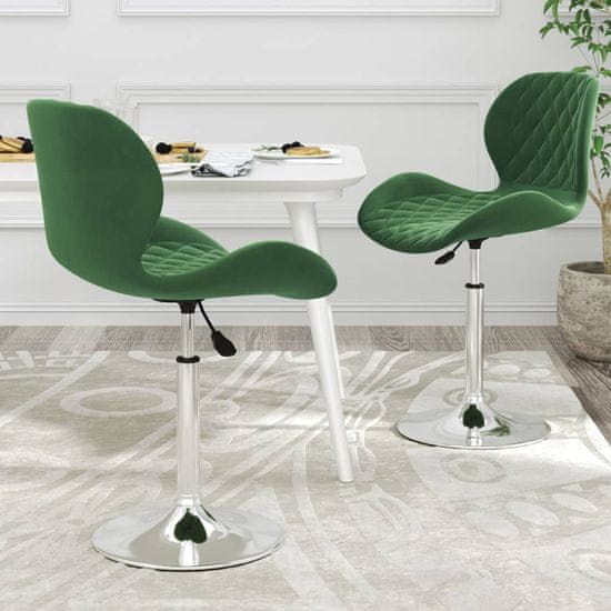 Greatstore Vrtljivi stoli za mizo, 2 kosa, temno zelena, žamet
