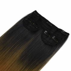 Vipbejba Sintetični clip-on lasni podaljški na 3 zavese, ravni, črni-temno blond S3
