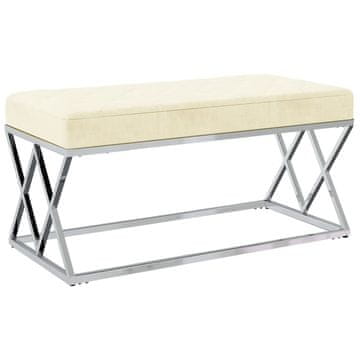 Vidaxl Klop krem žamet in nerjaveče jeklo