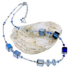 Lampglas Čudovita ogrlica Triple Blue 2 iz biserov Lampglas