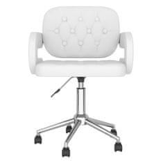 Vidaxl Vrtljivi pisarniški stol, bel, oblazinjen z umetnim usnjem