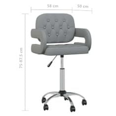 Vidaxl Vrtljivi pisarniški stol, siv, umetno usnje