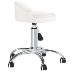 Greatstore Vrtljivi pisarniški stol, bel, oblazinjen z umetnim usnjem