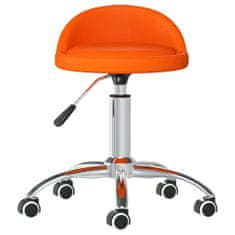 Greatstore Vrtljivi pisarniški stol, oranžne barve, oblazinjen z umetnim usnjem