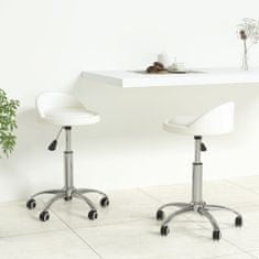 shumee Vrtljivi namizni stoli, 2 kosa, beli, umetno usnje