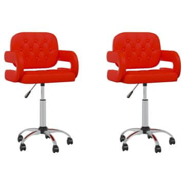 Vidaxl Vrtljivi jedilni stoli 2 kosa rdeče umetno usnje