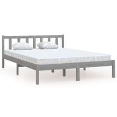 Vidaxl Posteljni okvir siv iz trdne borovine 160x200 cm