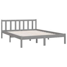 Vidaxl Posteljni okvir siv iz trdne borovine 150x200 cm UK King