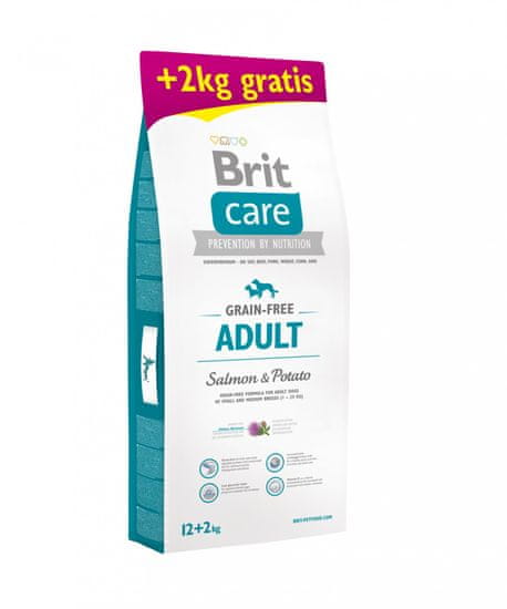 Brit Care Adult briketi za pse, losos in krompir, brez žitaric, 12+2 kg