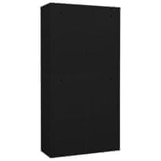 Vidaxl Pisarniška omara črna 90x40x180 cm jeklo in kaljeno steklo
