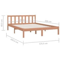Vidaxl Posteljni okvir medeno rjav iz trdne borovine 120x200 cm