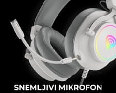 Genesis NEON 750 gaming slušalke z mikrofonom, Stereo 2.0, RGB LED osvetlitev, pleten USB kabel, bele