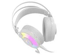 Genesis NEON 600 gaming slušalke z mikrofonom, Stereo 2.0, RGB LED osvetlitev, pleten USB kabel, bele