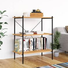 Vidaxl 3-nadstropni regal s policami črn in hrast 80x40x92 cm