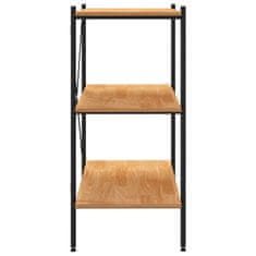 Vidaxl 3-nadstropni regal s policami črn in hrast 80x40x92 cm
