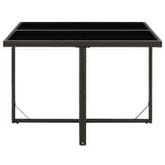 Vidaxl Vrtna miza črna 109x107x74 cm poli ratan in steklo