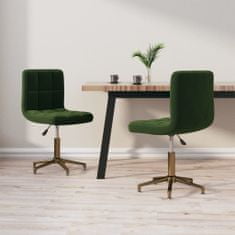 Vidaxl Vrtljivi stoli za mizo, 2 kosa, temno zelena, žamet