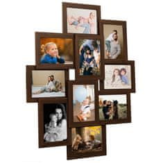 Vidaxl Foto okvir za 10x(10x15 cm) fotografij temno rjav MDF