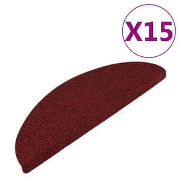 Vidaxl Samolepilne preproge za stopnice 15 kosov 56x17x3 cm rdeče