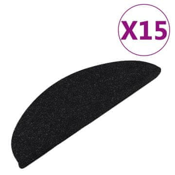 Vidaxl Samolepilne preproge za stopnice 15 kosov 65x22,5x3,5 cm črne