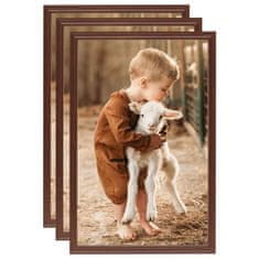 Vidaxl Foto okvirji 3 kosi stenski/namizni rjavi 21x29,7 cm MDF
