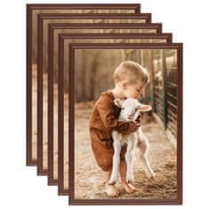 Vidaxl Foto okvirji 5 kosi namizni rjavi 15x21 cm MDF