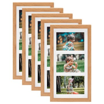 Vidaxl 3D foto okvirji 5 kosov hrast 18x35 cm za 3x(10x15 cm) slike