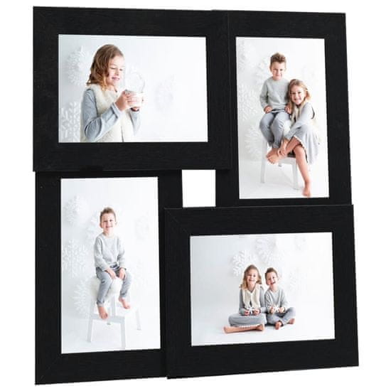 Greatstore Foto okvir za 4x(10x15 cm) fotografije črn MDF