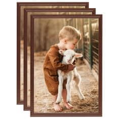 Vidaxl Foto okvirji 3 kosi namizni rjavi 18x24 cm MDF