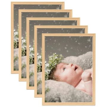 Vidaxl Foto okvirji 5 kosov namizni svetel hrast 13x18 cm