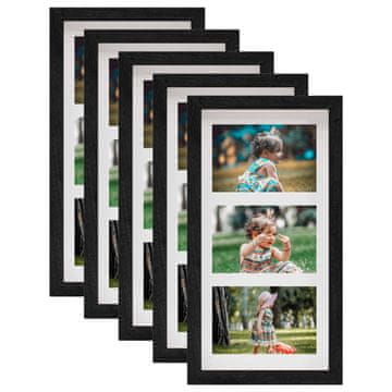 Vidaxl 3D foto okvirji 5 kosov črni 18x35 cm za 3x(10x15 cm) slike