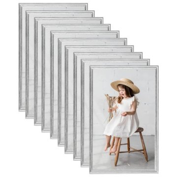 Vidaxl Foto okvirji 10 kosov namizni srebrni 10x15 cm MDF