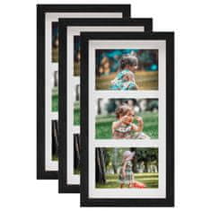 Vidaxl 3D foto okvirji 3 kosi črni 18x35 cm za 3x(10x15 cm) slike