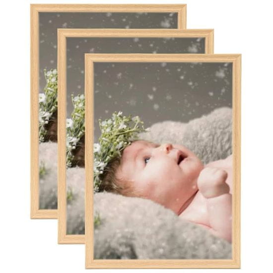 Vidaxl Foto okvirji 3 kosi stenski/namizni svetel hrast 10x15 cm