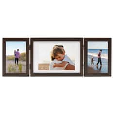 Greatstore 3-delni foto okvir temno rjav 22x15 cm + 2x(10x15 cm)