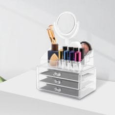 bewello Kozmetični organizator za make-up in nakit z ogledalom 19 delni 35 cm prozoren